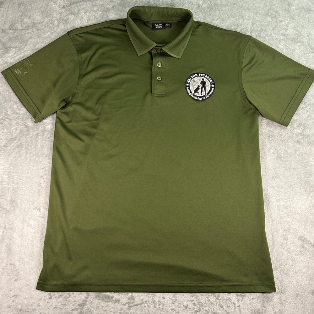 AKWA Classic Mens Large Polo Shirt Olive Green K9s For Veterans Made in USA